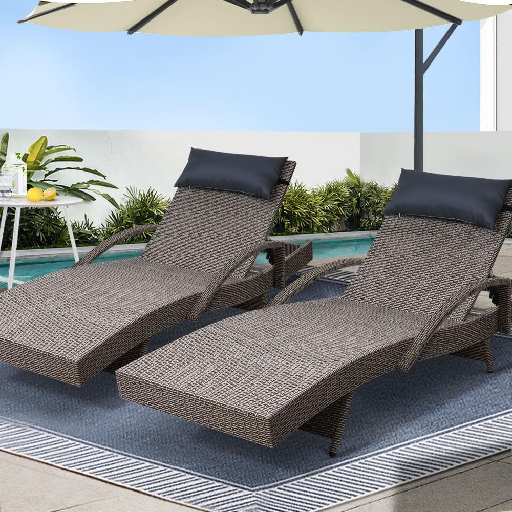 Rattan Lounge Set - Dengan 4 Posisi yang Dapat Disesuaikan,