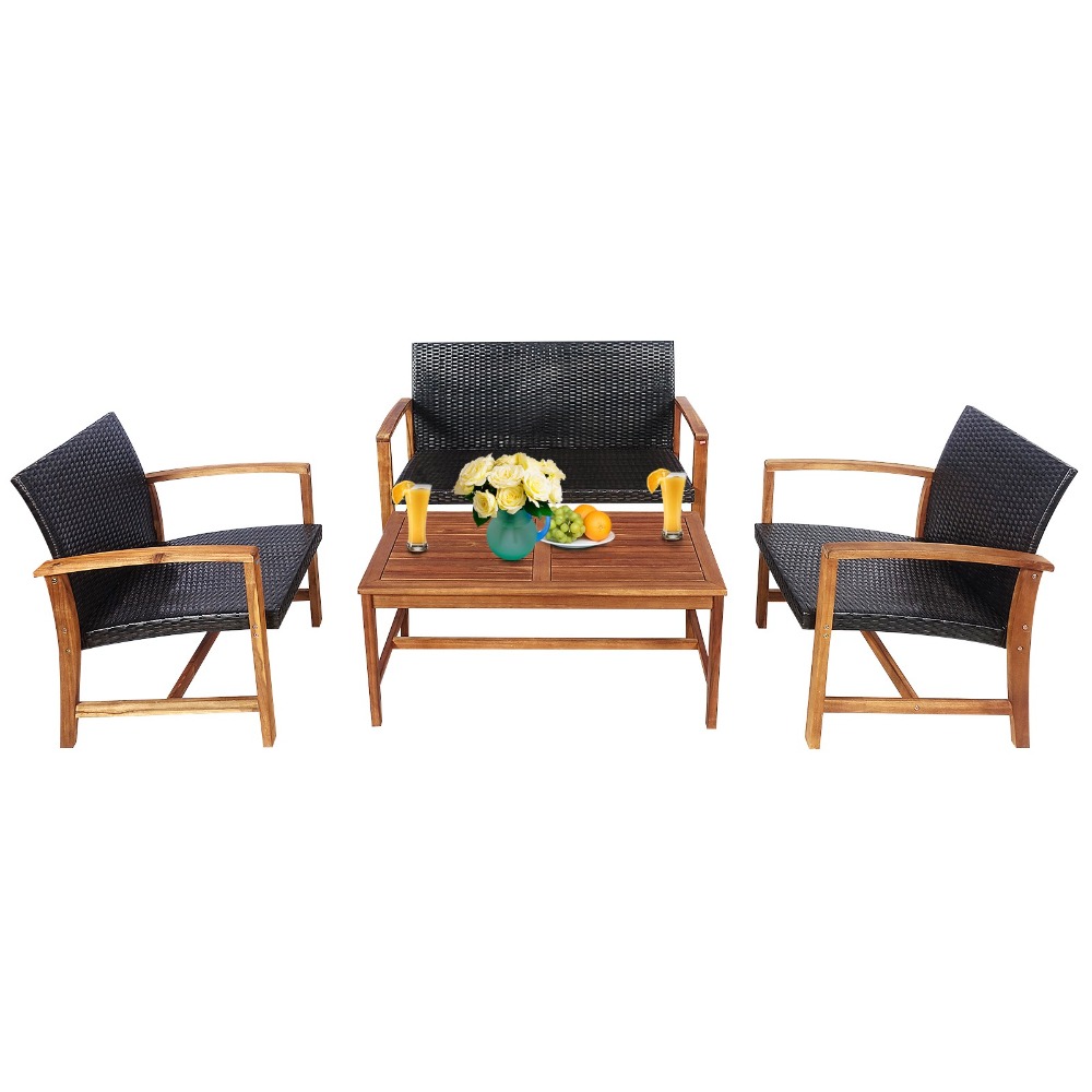 Outdoor Furniture Loveseat - Set Meja dan Kursi Rotan Luar