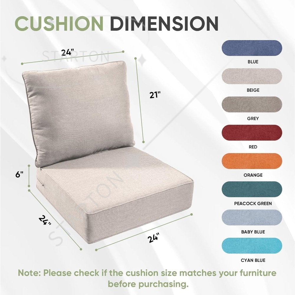 Outdoor Furniture Cushions 24 X 24 - Set Bantal Kursi Luar Ruangan 3