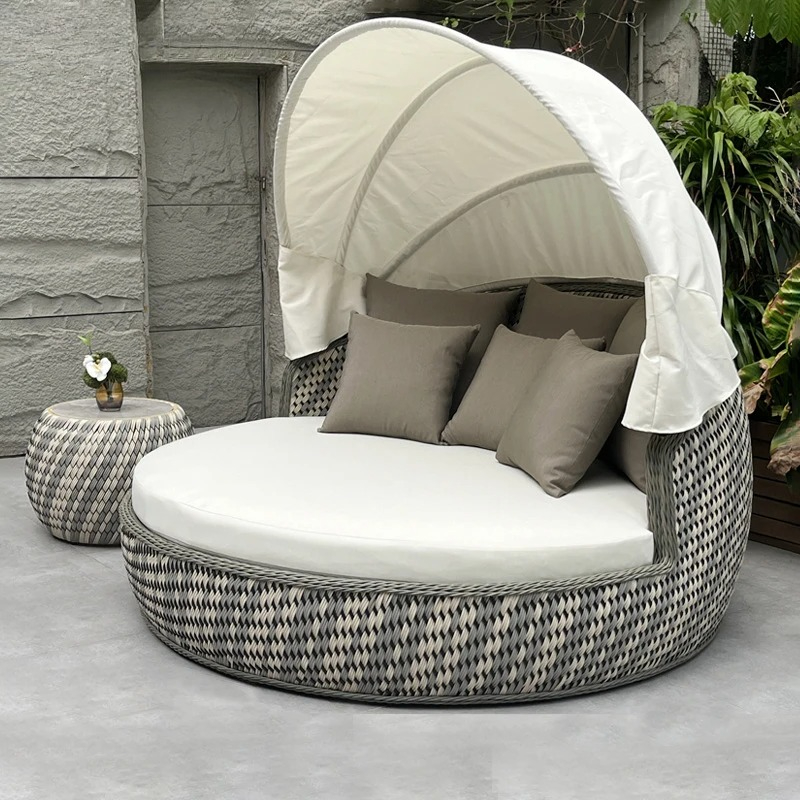 Rattan Lounge Set - Daybed, Anti-UV Anti Karat Bulat, Sofa
