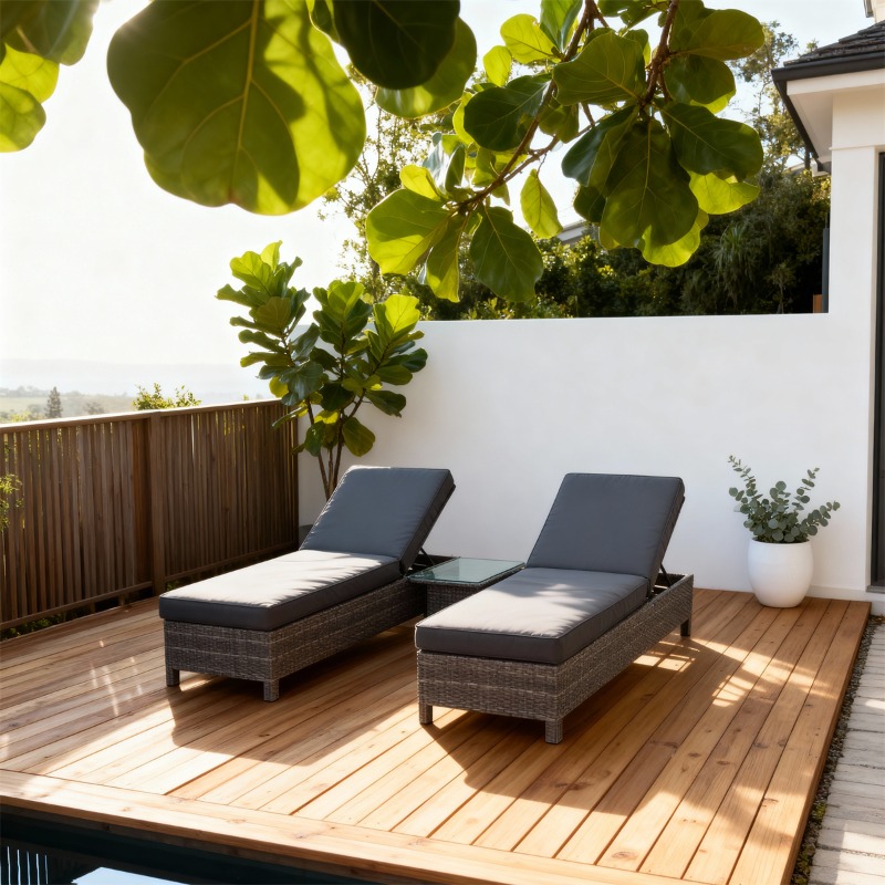 Rattan Lounge Set - Set kursi santai rotan luar ruangan