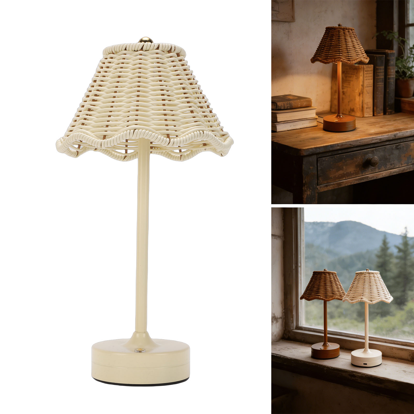Outdoor Furniture Sale - Lampu Meja Rotan Antik LED 3