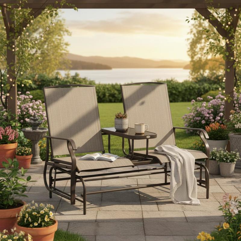 Outdoor Furniture Loveseat - Kursi Goyang Patio Glider 2 Orang,