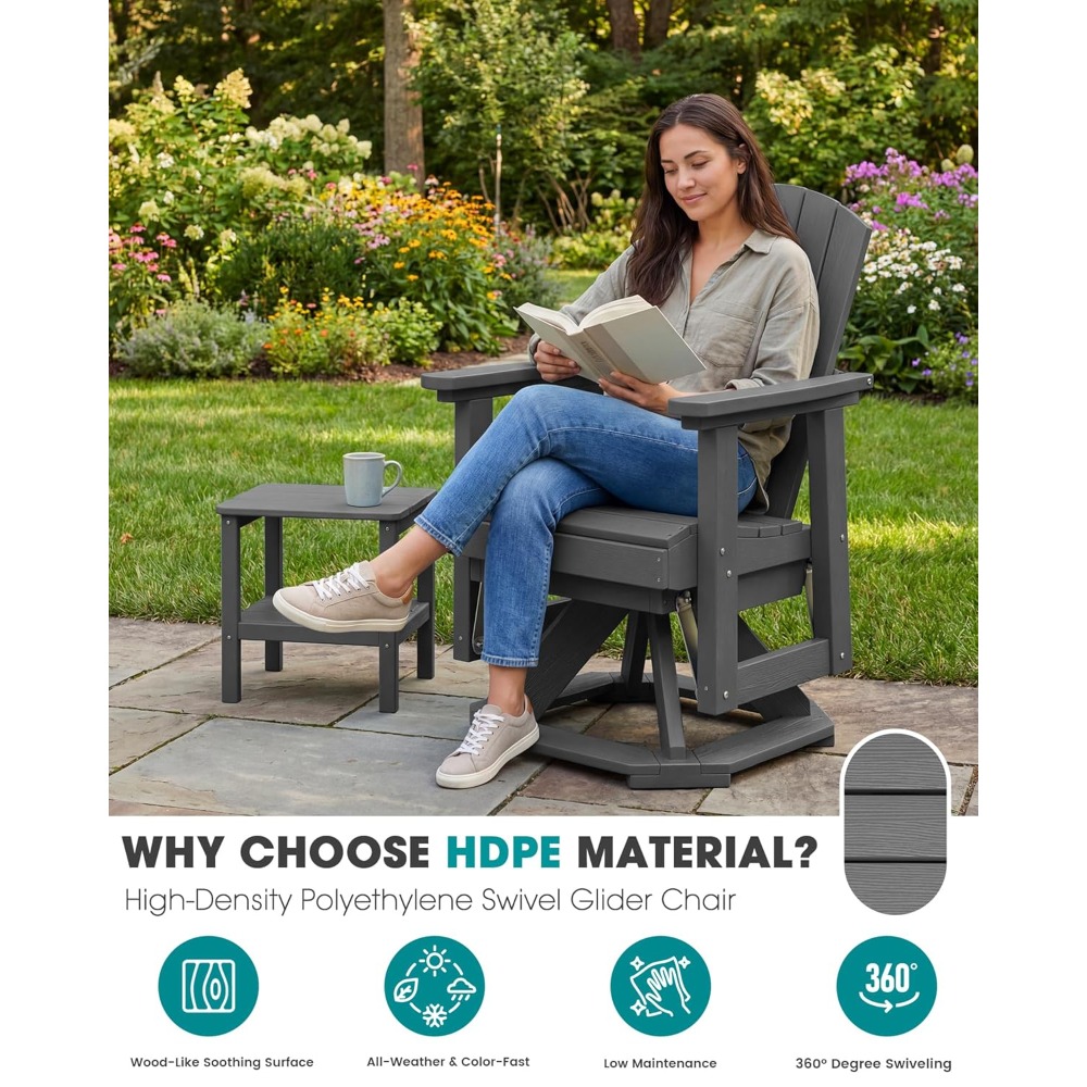 Outdoor Furniture Hdpe - Kursi Adirondack Swivel Glider, Set 2