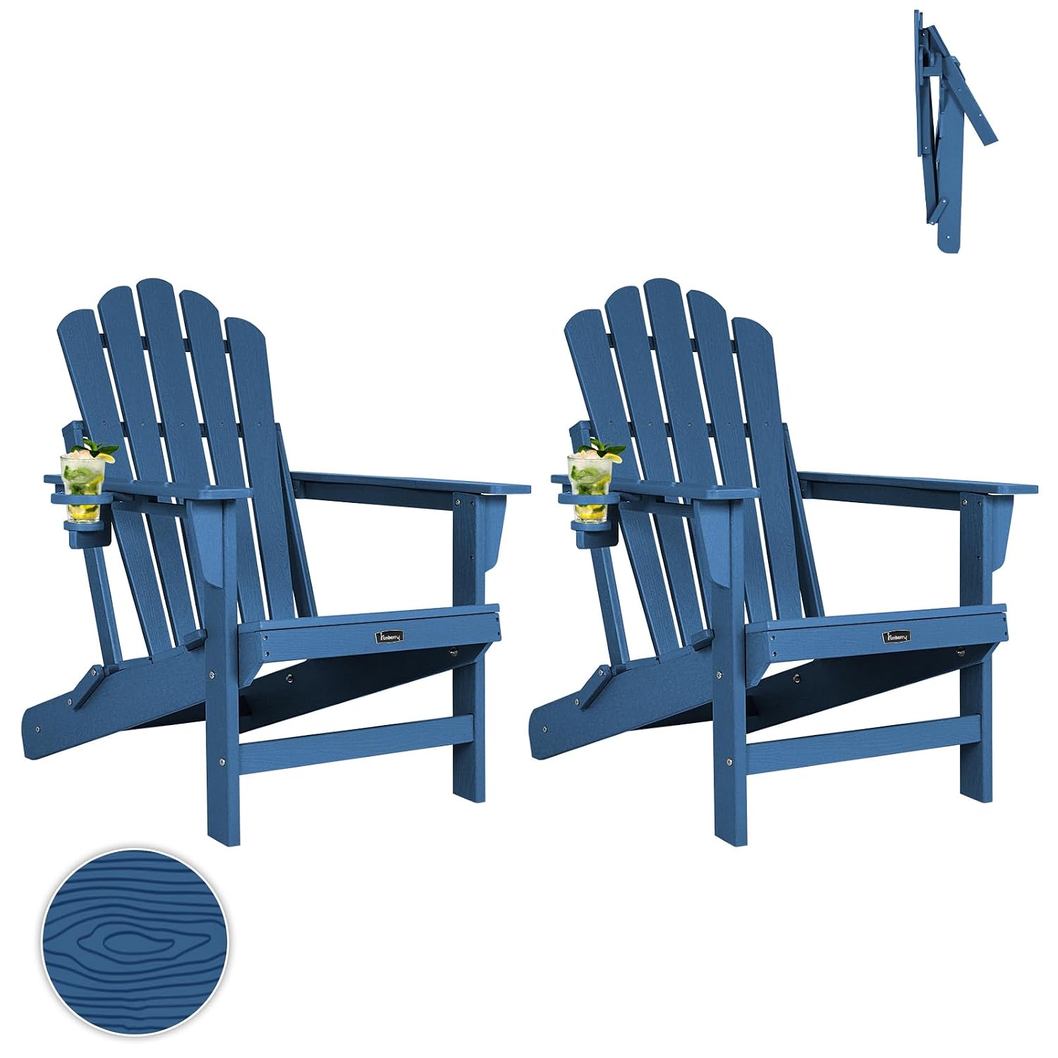 Outdoor Furniture Hdpe - Kursi Adirondack Lipat Ukuran Besar 2-Pak