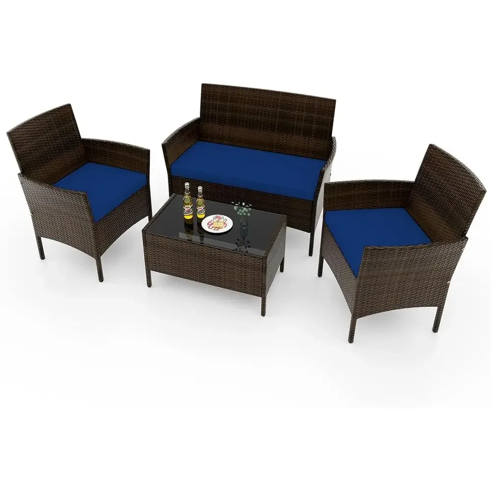 Outdoor Furniture Loveseat - Set Furnitur Teras Luar Ruangan 4-Potong
