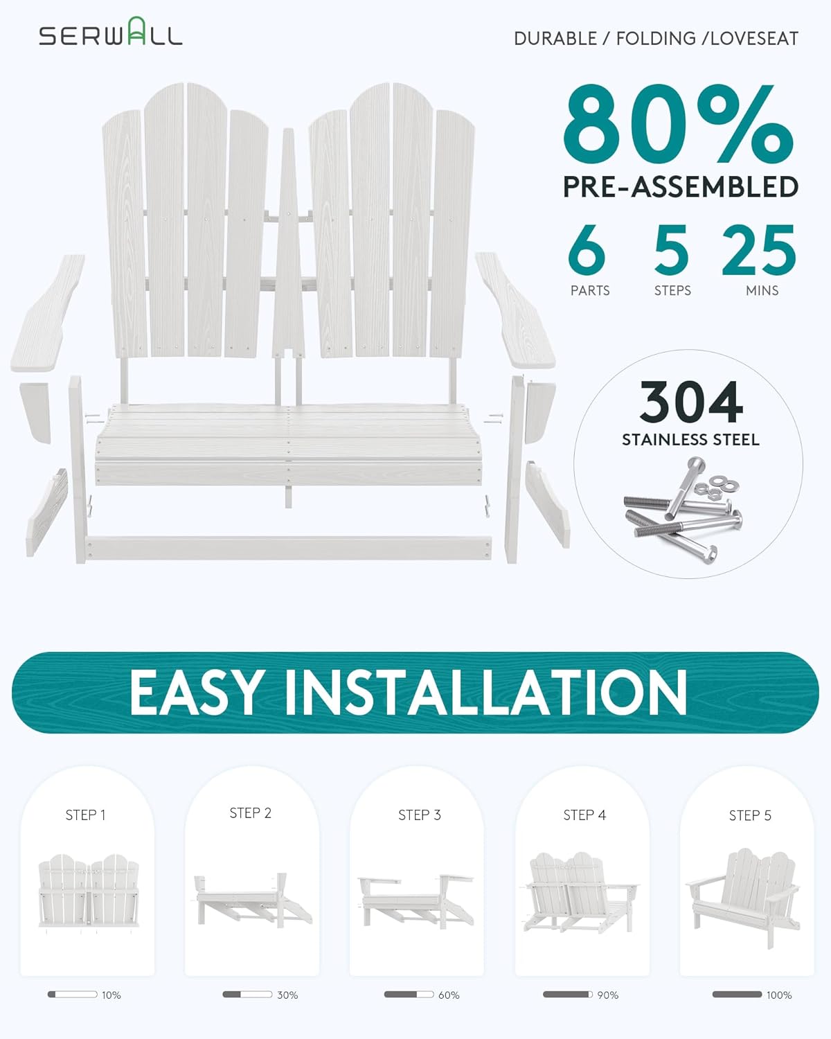Kursi Lipat Adirondack HDPE Ta - Outdoor Furniture Loveseat ulasan dan harga