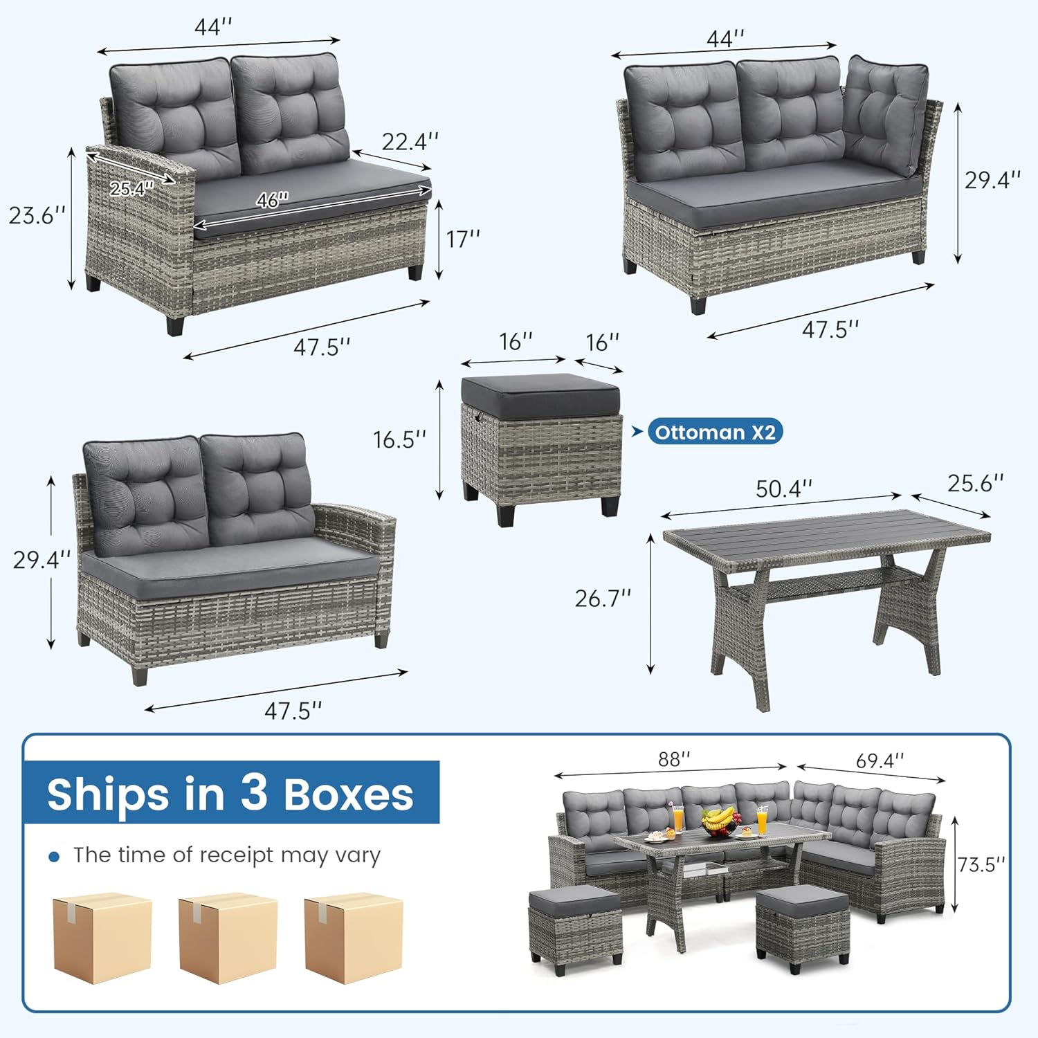 Set Furnitur Teras 6 Buah, Set - Outdoor Furniture Sale ulasan dan harga