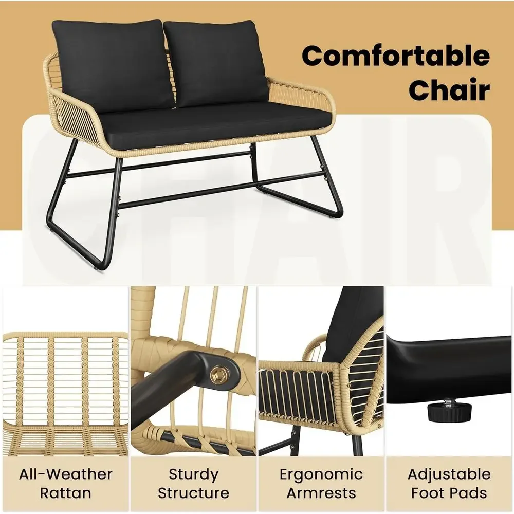 Set Furnitur Teras Rotan 4-Pot - Outdoor Furniture Loveseat ulasan dan harga
