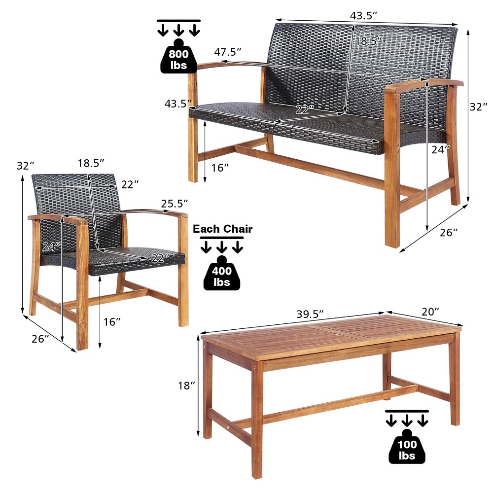 Set Meja dan Kursi Rotan Luar  - Outdoor Furniture Loveseat ulasan dan harga