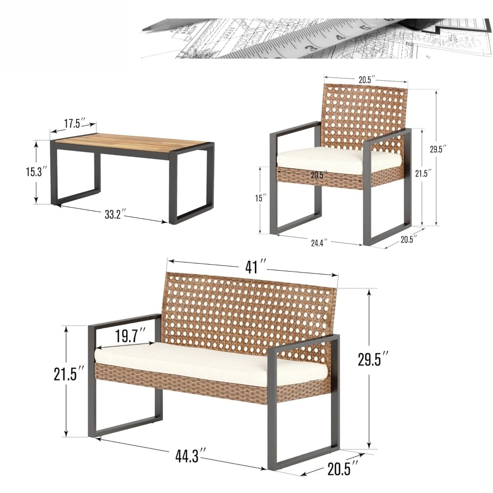 Set Furnitur Rotan Teras untuk - Outdoor Furniture Loveseat ulasan dan harga