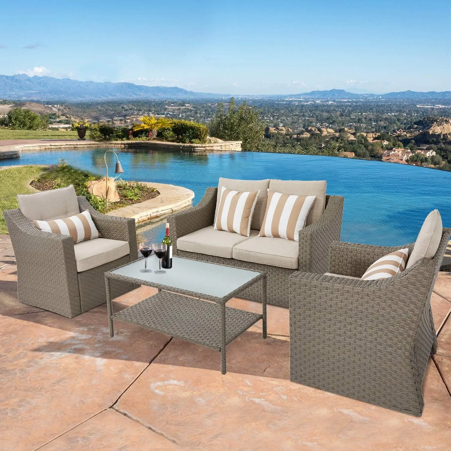 Set Meja dan Kursi Rotan untuk - Outdoor Furniture No Cushions ulasan dan harga