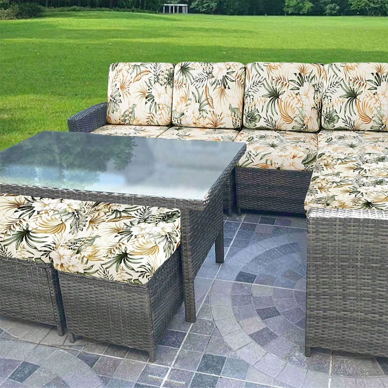 Sarung Bantal Sofa Motif Tropi - Outdoor Furniture No Cushions ulasan dan harga