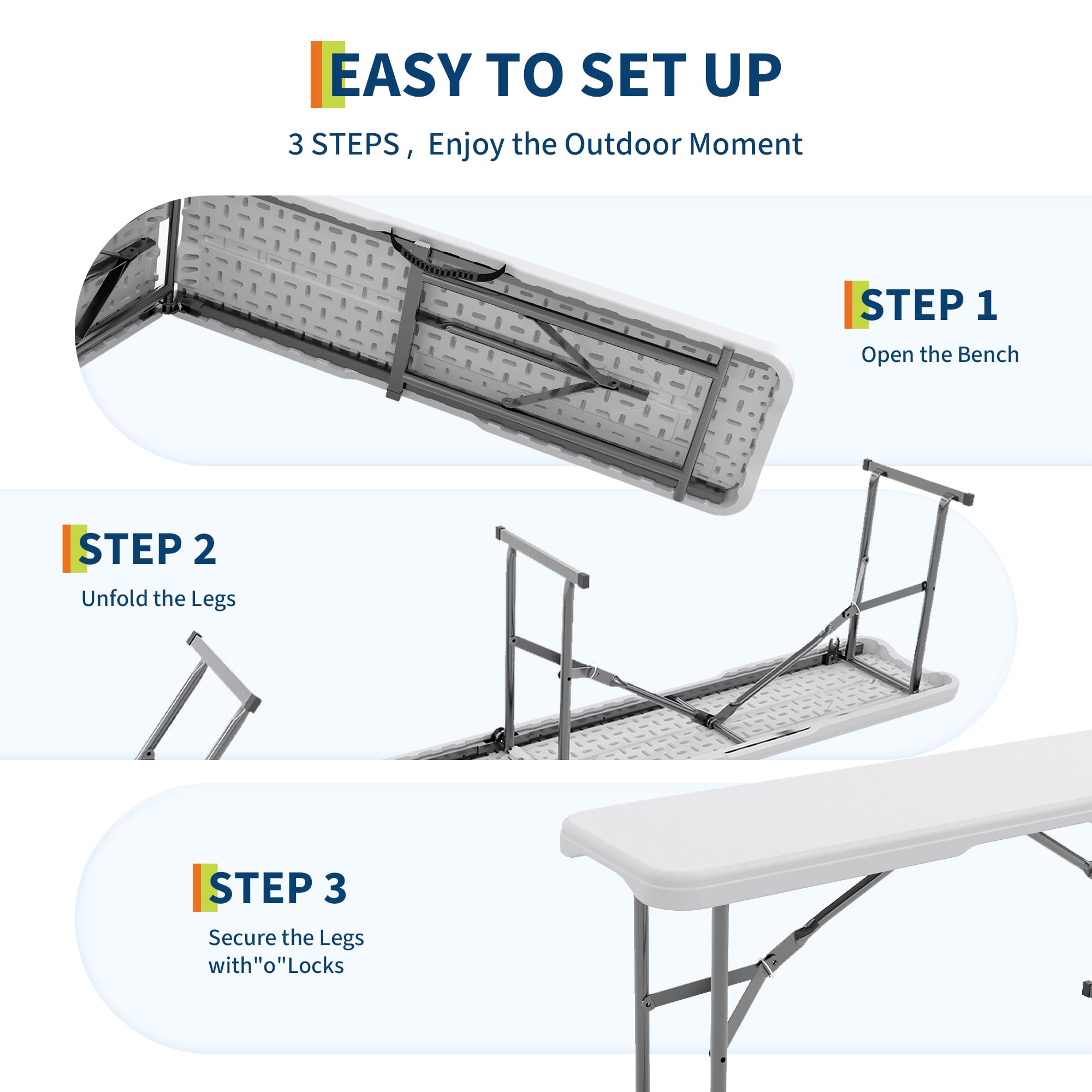 2-Pack Bangku Lipat Luar Ruang - Outdoor Furniture Hdpe ulasan dan harga