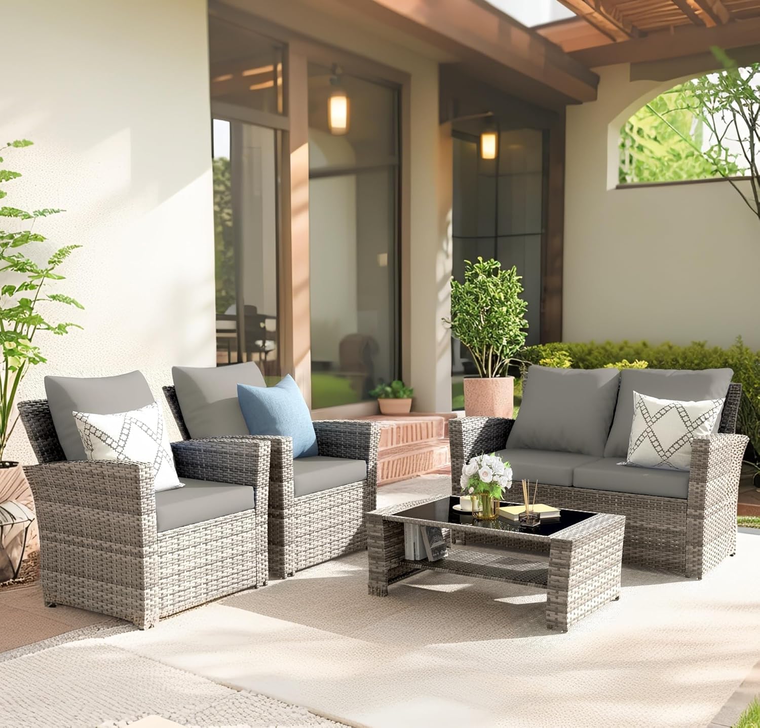 Set Sofa Seksional Luar Ruanga - Outdoor Furniture No Cushions ulasan dan harga