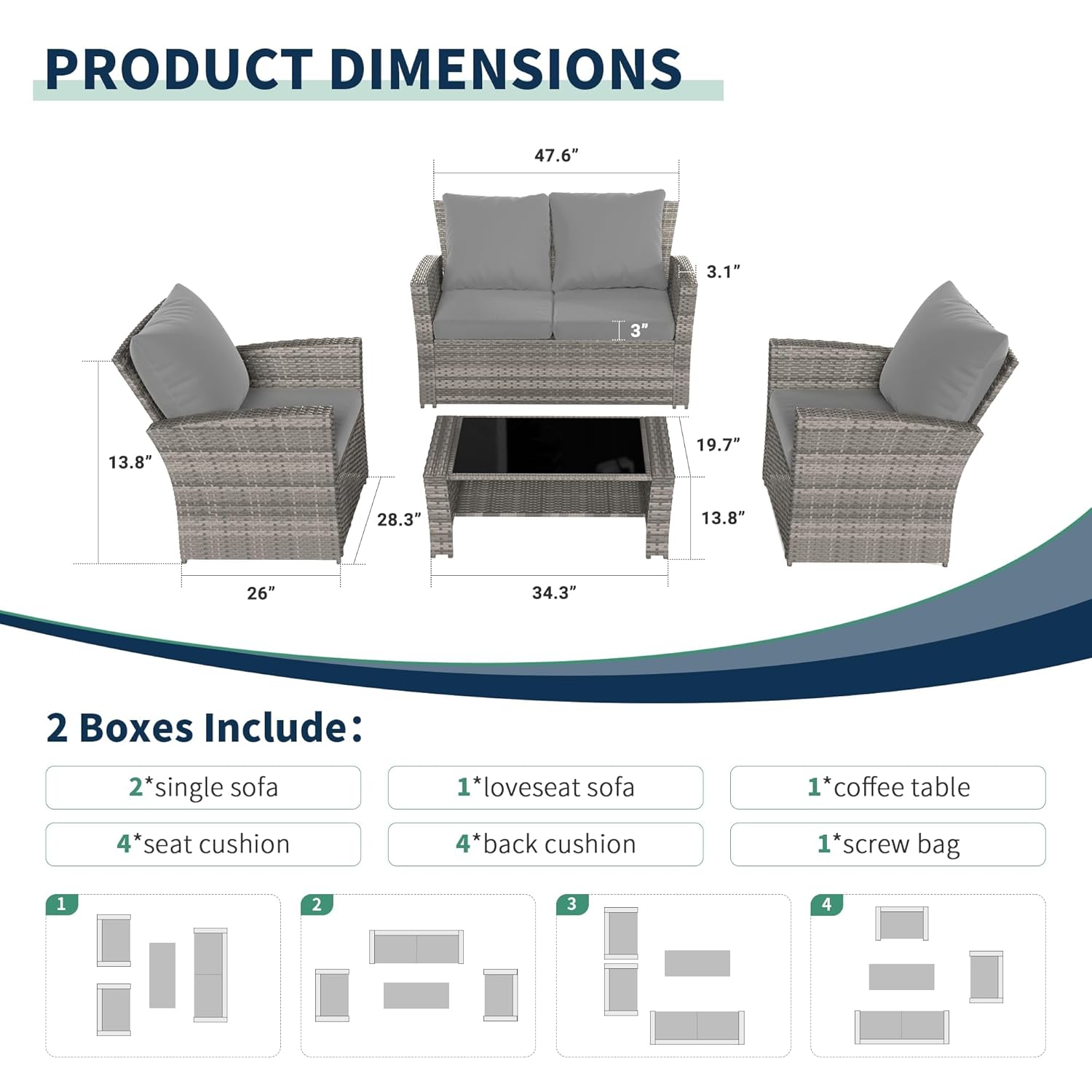 Set Sofa Seksional Luar Ruanga - Outdoor Furniture No Cushions ulasan dan harga