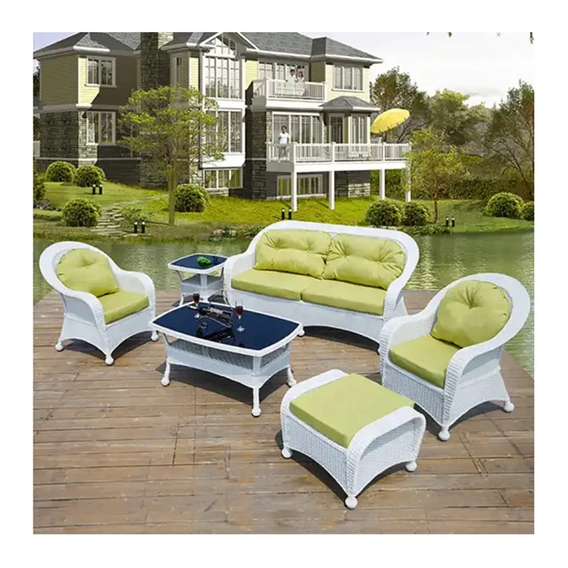 #   Sofa Anyaman Teras Putih F - Rattan Lounge Set ulasan dan harga