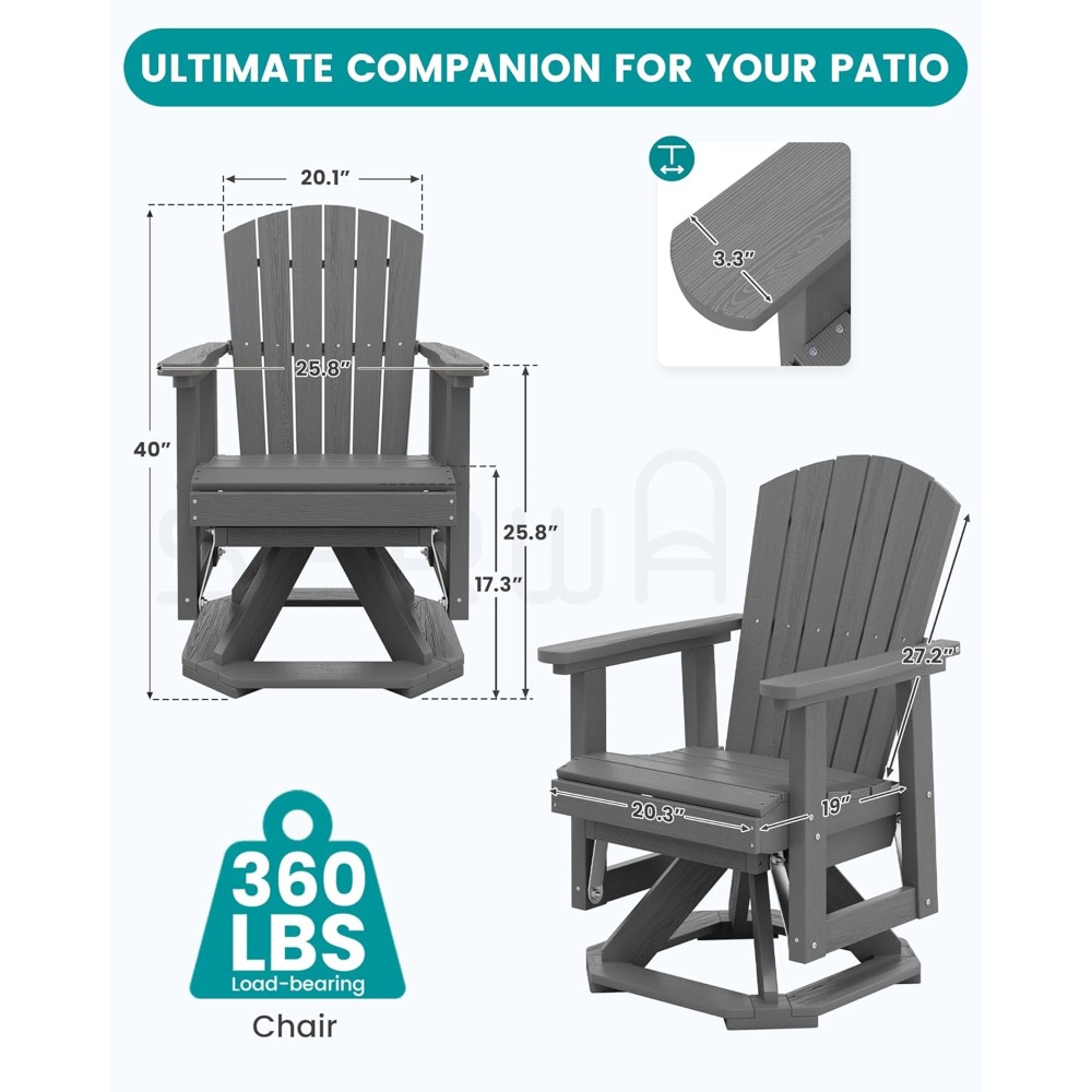 Kursi Adirondack Swivel Glider - Outdoor Furniture Hdpe ulasan dan harga