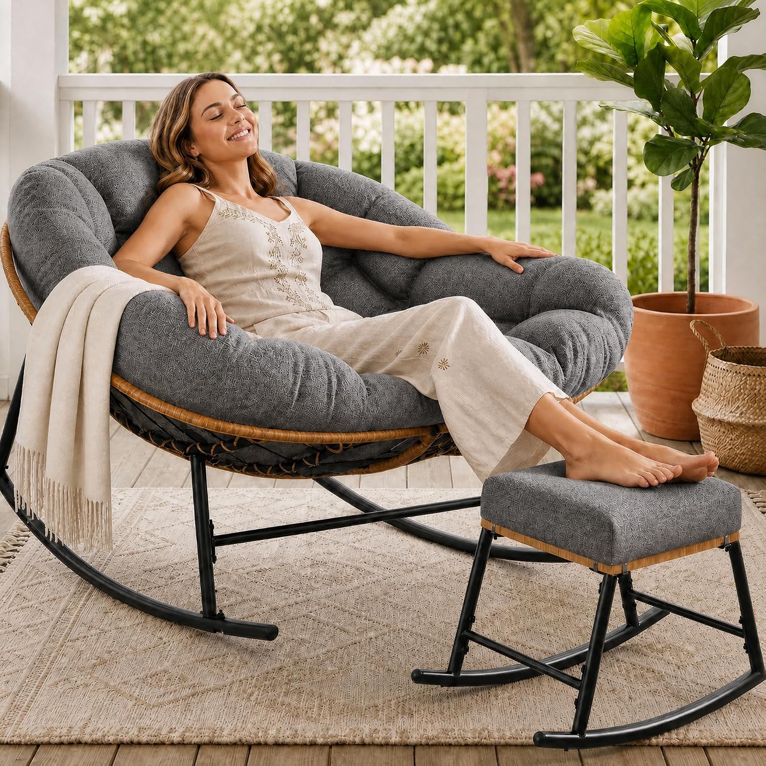 Kursi Goyang Papasan Ukuran Be - Outdoor Furniture No Cushions ulasan dan harga