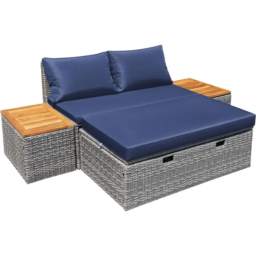 Set Daybed Luar Ruangan Warna  - Rattan Lounge Set ulasan dan harga