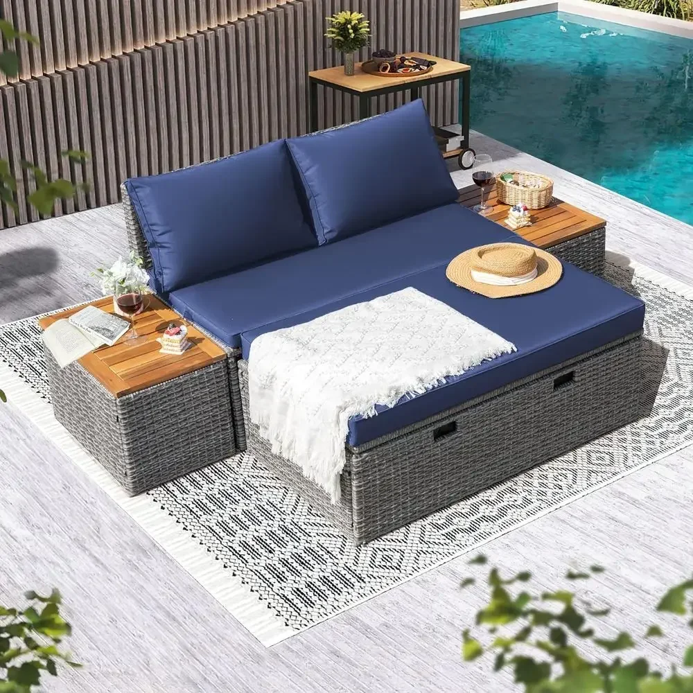Set Daybed Luar Ruangan Warna  - Rattan Lounge Set ulasan dan harga