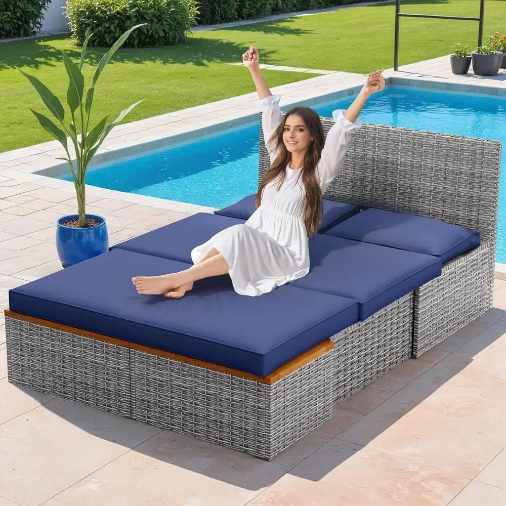 Set Daybed Luar Ruangan Warna  - Rattan Lounge Set ulasan dan harga