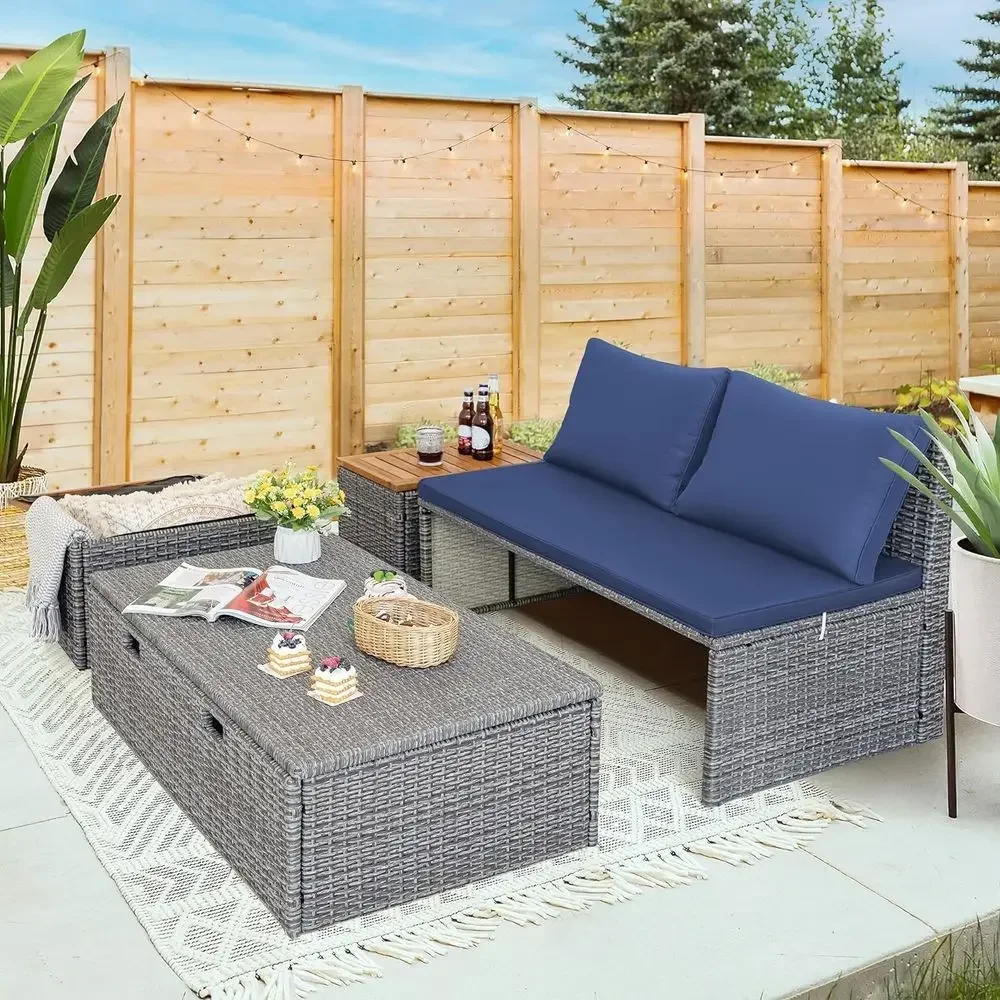 Set Daybed Luar Ruangan Warna  - Rattan Lounge Set ulasan dan harga